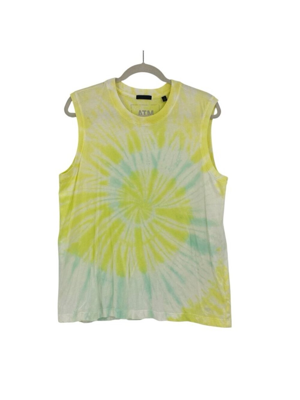 ATM Anthony Thomas Melillo Size Large Yellow and Blue Tie-Dye Tank Top